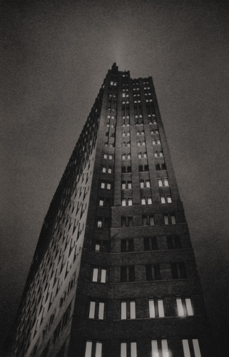 Building at night in Potzdamer Platz, Berlin