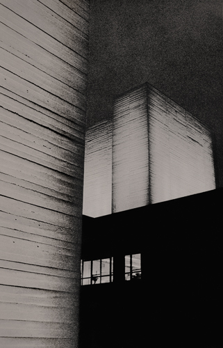 Illuminated wall at night