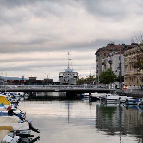 River, boats and ship in Rijeka, Croatia