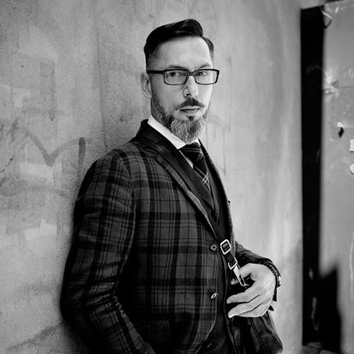 Portrait of Slovenian costume designer Alan Hranitelj